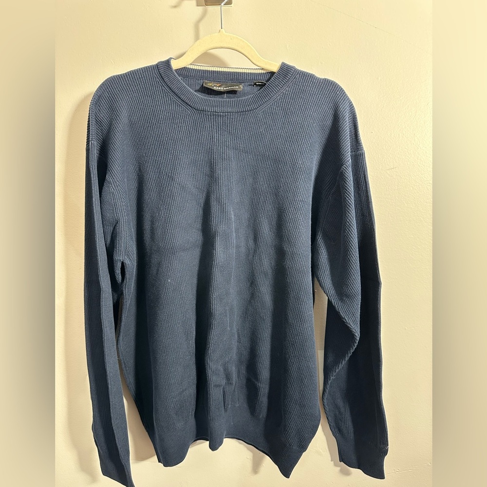 Greg Norman Men’s L Blue Crew Neck Long Sleeve Pullover Sweater | SKU 0383